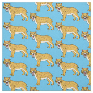 Sabre-toothed tiger illustration fabric