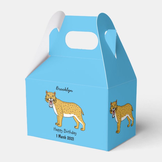 Sabre-toothed tiger illustration favour box (Front Side)