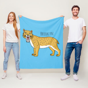 Sabre-toothed tiger illustration fleece blanket
