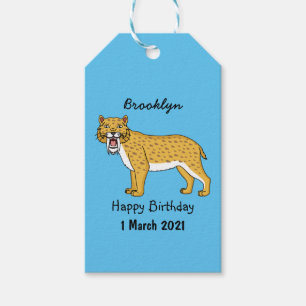 Sabre-toothed tiger illustration gift tags