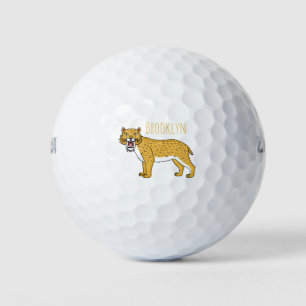 Sabre-toothed tiger illustration golf balls
