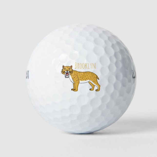 Sabre-toothed tiger illustration golf balls (Front)