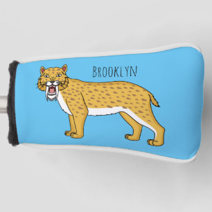 Sabre-toothed tiger illustration golf head cover