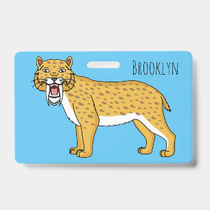 Sabre-toothed tiger illustration ID badge