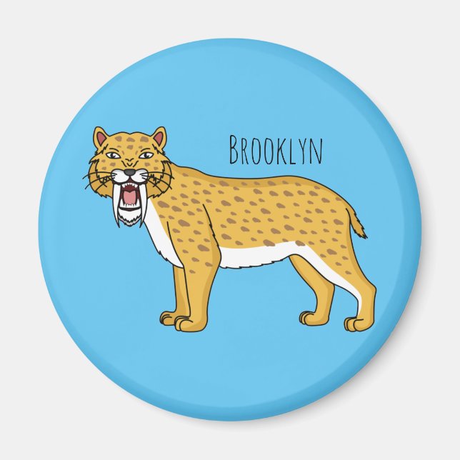 Sabre-toothed tiger illustration magnet (Front)
