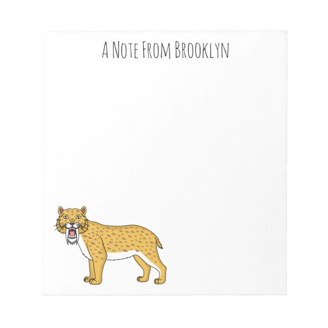 Sabre-toothed tiger illustration  notepad (Front)