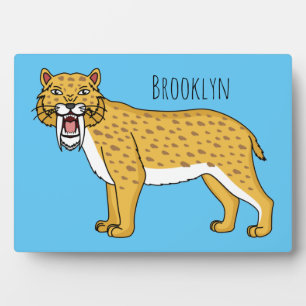 Sabre-toothed tiger illustration plaque