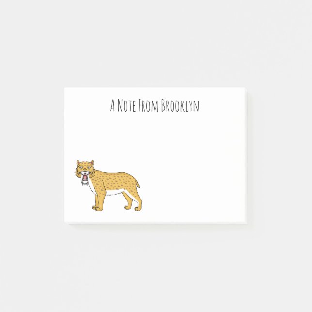 Sabre-toothed tiger illustration  post-it notes (Front)