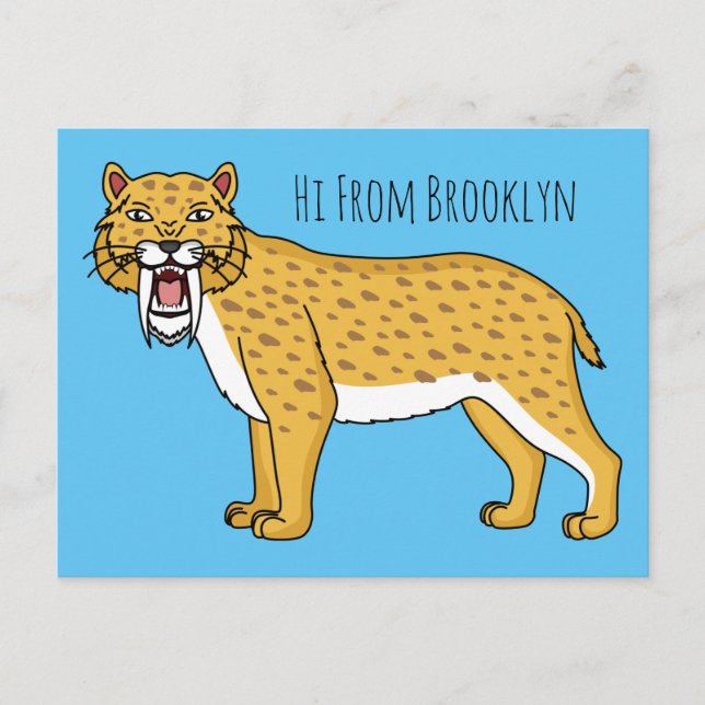 Sabre-toothed tiger illustration postcard (Front)