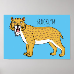 Sabre-toothed tiger illustration  poster