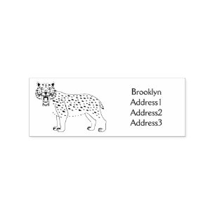 Sabre-toothed tiger illustration rubber stamp