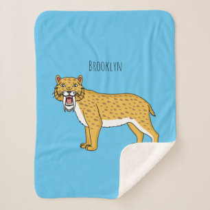 Sabre-toothed tiger illustration sherpa blanket