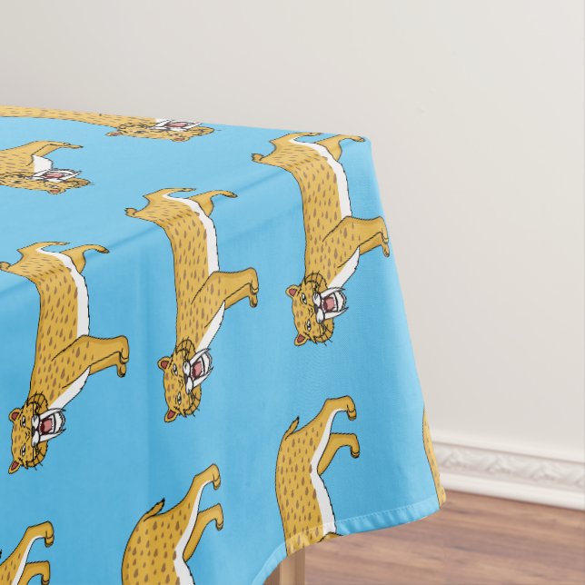Sabre-toothed tiger illustration tablecloth (In Situ)