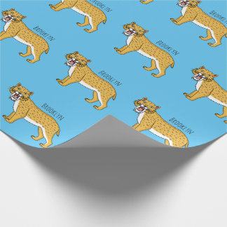 Sabre-toothed tiger illustration wrapping paper