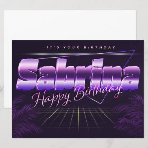 Sabrina Name Vorname lila retro Karte Geburtstag Card