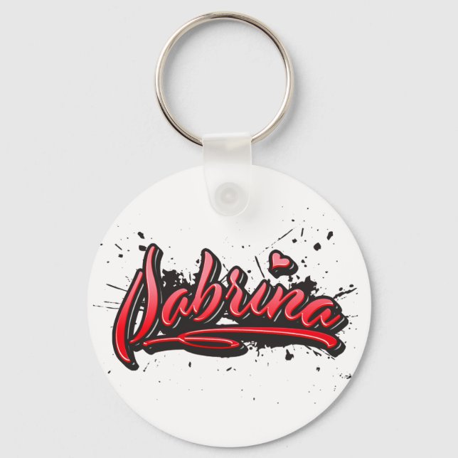 Sabrina red Heart Graffiti Schlüsselanhänger Key Ring (Front)