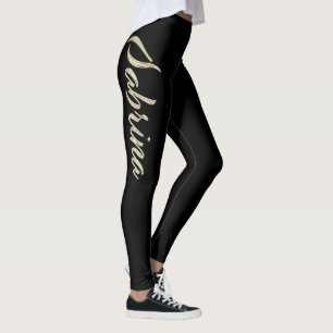 Sabrina white gold Handwriting trousers Leggings