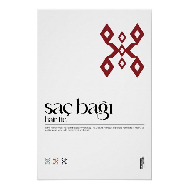 Saç Bağı (Hair Tie) Turkic Motif Poster (Front)