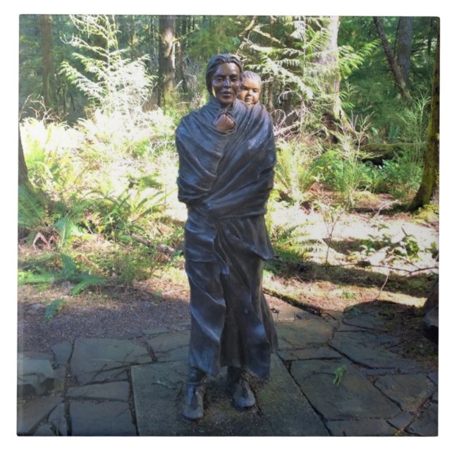 Sacagawea Statue, Fort Clatsop, Astoria, Oregon Ceramic Tile (Front)