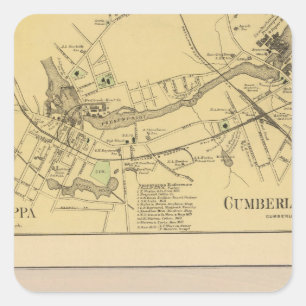 Saccarappa, Cumberland Mills, Washburn Village map Square Sticker