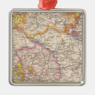 Sachsen, Mecklenburg, Anhalt Atlas Map Metal Tree Decoration