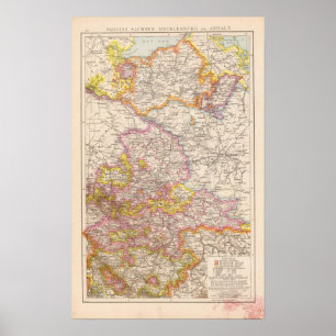 Sachsen, Mecklenburg, Anhalt Atlas Map Poster