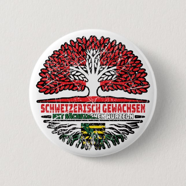 Sachsen Sächsisch Schweizer Schweiz Baum Wurzel 6 Cm Round Badge (Front)