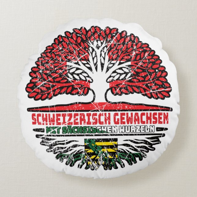 Sachsen Sächsisch Schweizer Schweiz Baum Wurzel Round Cushion (Front)