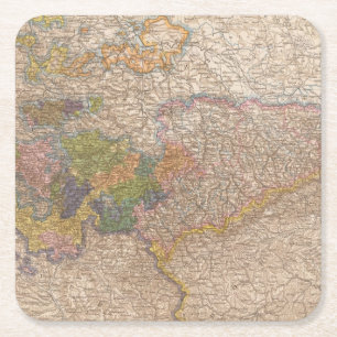 Sachsen, Thuringische Staaten Atlas Map Square Paper Coaster