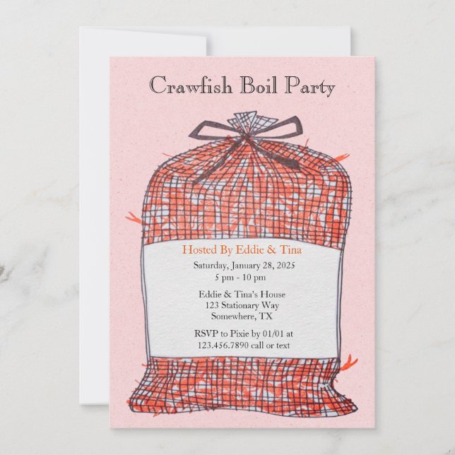 Sack Of Crawfish Boil Party Invitation (Front)