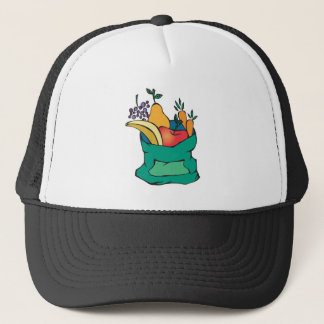 sack of fresh fruit trucker hat