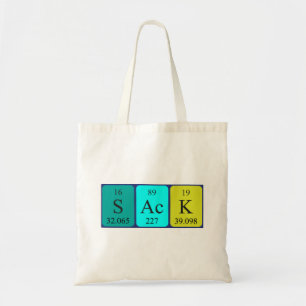 Sack periodic table word tote bag