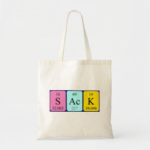 Sack periodic table word tote bag
