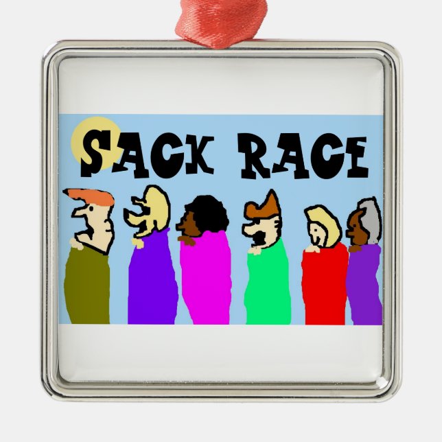 Sack Race Metal Tree Decoration (Front)