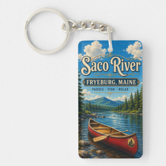 Saco River Fryeburg Maine Rectangle Acrylic Keycha Key Ring