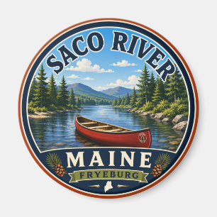 Saco River Fryeburg Maine Round Magnet