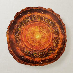 Sacral Chakra Orange Mandala Meditation  Round Cushion