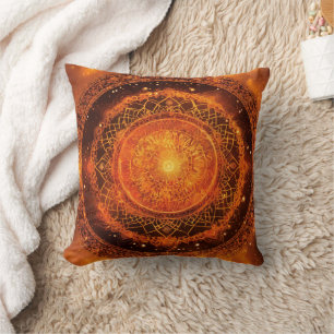 Sacral Chakra Orange Mandala Pillow