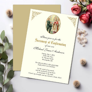 Sacrament of Confirmation Boy Religious Catholic Invitation