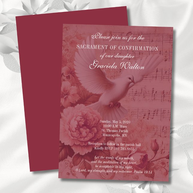 Sacrament of Confirmation Dove & Floral Design Invitation (Creator Uploaded)