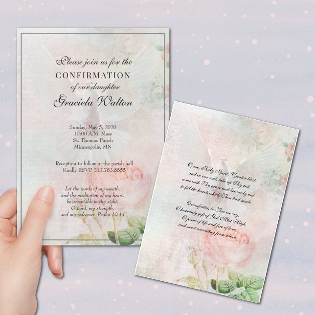 Sacrament of Confirmation Floral Prayer  Invitatio Invitation (Creator Uploaded)