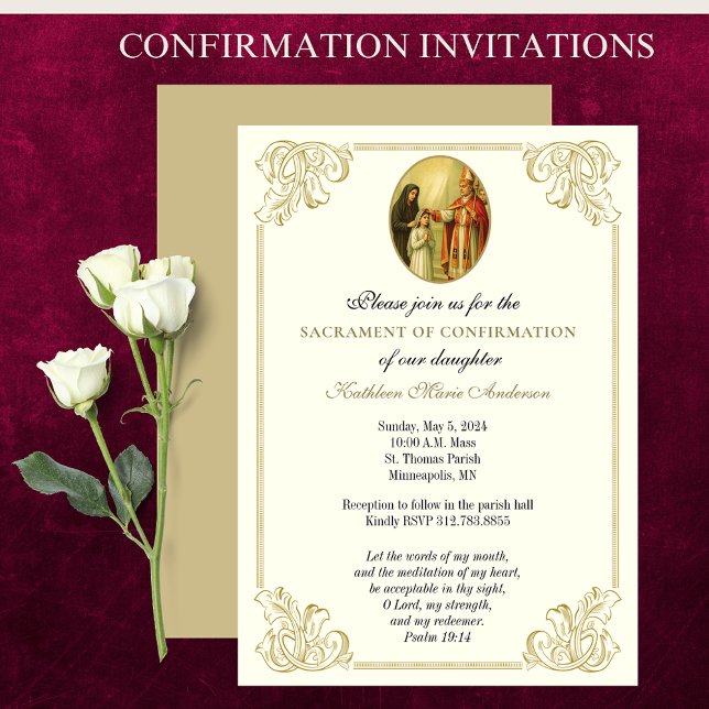 Sacrament of Confirmation Girl Religious Catholic  Invitation (Creator Uploaded)