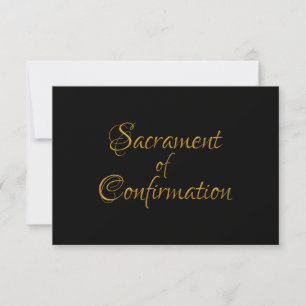Sacrament of Confirmation Golden 3D Look RSVP Card