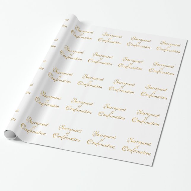 Sacrament of Confirmation Golden 3D Look Wrapping Paper (Unrolled)