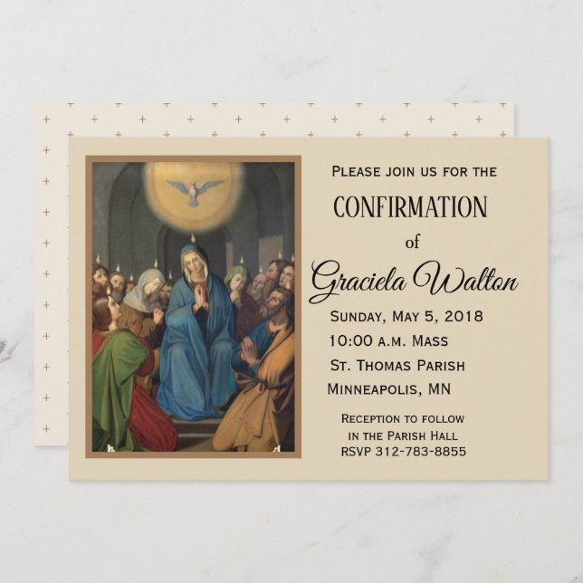 Sacrament of  Confirmation Mary & Holy Spirit Invitation (Front/Back)