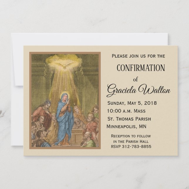 Sacrament of  Confirmation Mary Holy Spirit Invitation (Front)