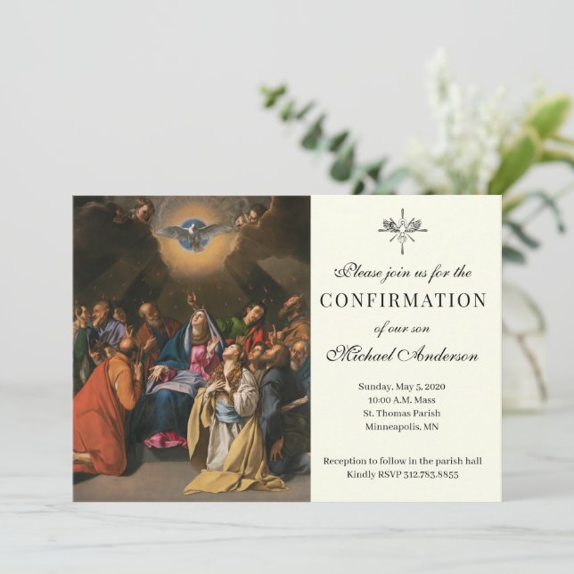 Sacrament of Confirmation Pentecost Religious Invitation (Standing Front)