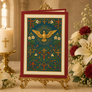 Sacrament of Confirmation Prayer Green Gold  Holiday Card