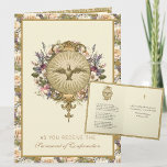 Sacrament of Confirmation Religious Prayer Holiday Card<br><div class="desc">Featuring a beautiful traditional Catholic religious image of the Holy Ghost/Spirit as a dove on a gold vintage frame overlaid on a floral wreath.  Inside is the traditional "COME HOLY GHOST prayer -</div>