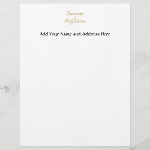 Sacrament of Holy Orders Golden 3D Look Personalized Letterhead